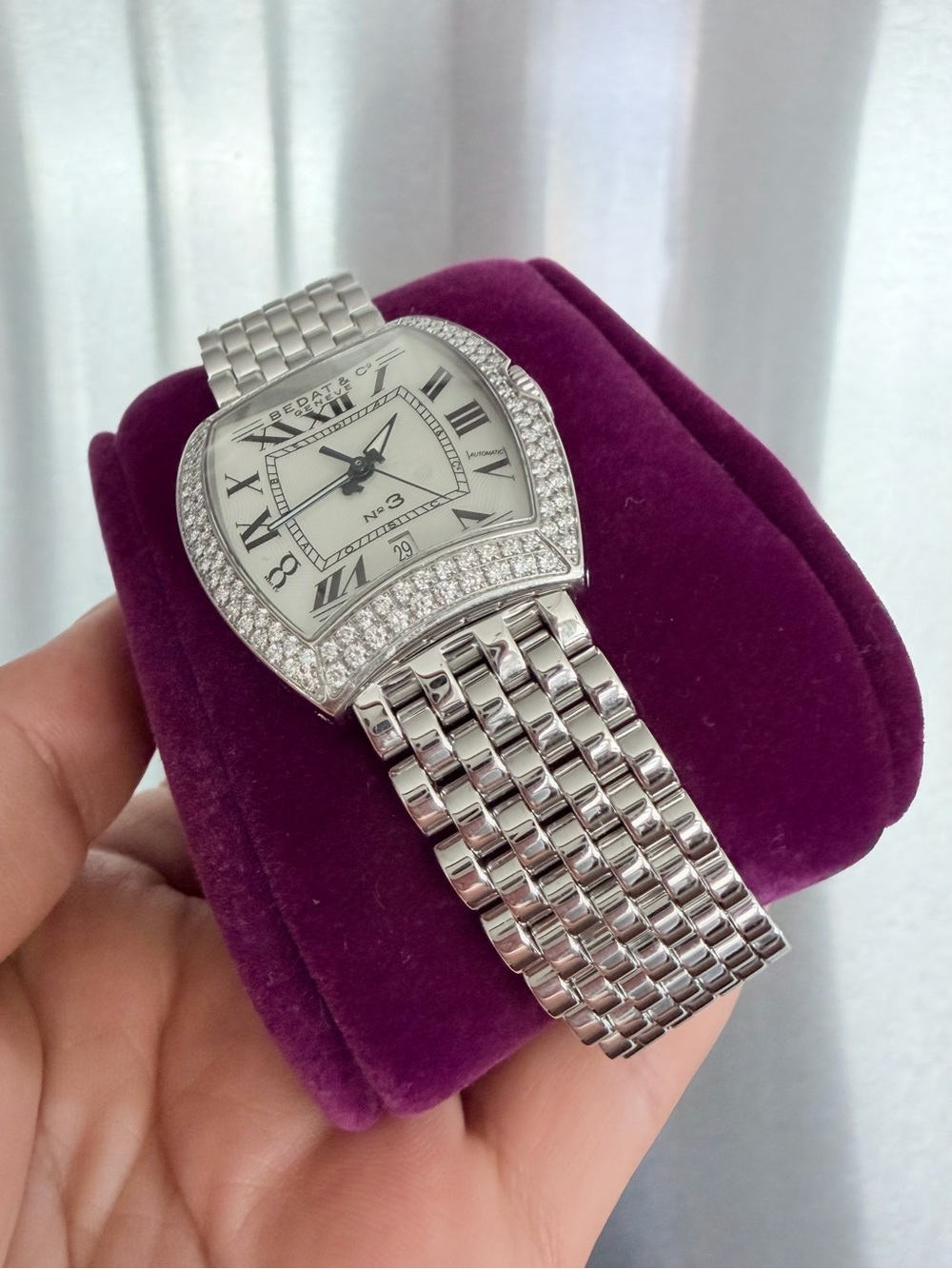 Bedat & co Women's Silver Tonneau Diamond Watch - Silver Dial - Picture 5 of 15